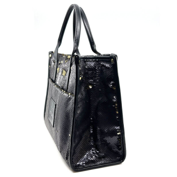 Tote bag, Pailletten schwarz-gold, the it bag Seite